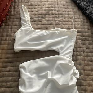 Tiger mist scrunch / off the shoulder DRESS